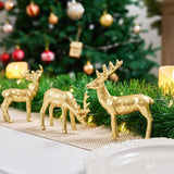 3pcs Resin Reindeer Figurines for Christmas Decor Gold Tabletop Reindeer Statues Small Decorative Deer Figurines for Indoor Christmas Tabletop Mantle Decorations