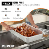 VEVOR 4 Pack Full Size Steam Table Pan,4 Inch Deep, 13L Capacity - Stainless Steel Food Container for Oven, Hotel - Anti-Jam Design