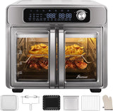Romswi 26QT French Door Air Fryer Toaster Oven Combo, 24 Cooking Functions and Digital Controls, Fits 12" Pizza, 6 Slices of Toast, Rotisserie 6lb Chicken, 6 Accessories Included