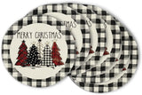 Artoid Mode Waterclor Buffalo Plaid Christmas Trees Placemats Set of 4, 12x18 Inch Winter Table Mats for Outdoor Home Party Kitchen Dining Decor