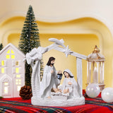 Alupssuc Nativity Set for Christmas Indoor Nativity Scene Decoration, Sculpted Hand Painted Nativity Figurines Scene with Manger, Nativity Figures Sets for Indoor Tabletop Decorations, White