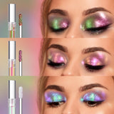 Jolilab Metallic Liquid Chameleon Eyeshadow, Multi-Dimensional Eye Looks, Long-lasting Holographic Glitter Multichrome Eyeshadows Makeup (#Peacock+Wonder+Ember)
