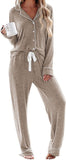 Ekouaer Women's Pajamas Long Sleeve Sleepwear Casual Button Down Loungewear Soft Pjs Set S-XXL