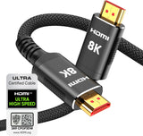 Snowkids 8K HDMI 2.1 Cable 1.5 ft, Non-Slip Nylon Braided, 48Gbps Ultra High-Speed HDMI Cables Cord, 10K 8K@60Hz, 4K@120Hz Compatible for TV/PS-5/X-box/Projector/Sound System & More