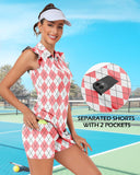 WOWENY Tennis Dress Polo Buttons Golf Dresses with Built in Shorts and Pockets Ruffle Sleeveless Athletic Workout Dress