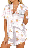 Ekouaer Womens Satin Pajamas Set Button Down 2 Piece Silk Pjs Shorts Set Ruffle Lingerie Notch Collar Sleepwear