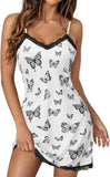 Vrtige Women's Sexy Lace Strap Babydoll Chemise Nightgown Lingerie V Neck Full Slip Nightdress