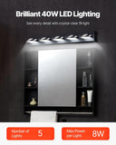 VEVOR 5-Light LED Modern Vanity Light Fixtures, 33.46-Inch, Black Finish Bathroom Wall Lighting Fixture Over Mirror, with IP44 Waterproof, for Bathroom, Living Room, Bedroom, Hallway, Cool White 6000K
