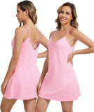 WiWi Cotton Lingerie for Women Sexy Full Slip Nightgown Lace Babydoll Chemise Mini Sleeveless Camisole Dress S-XXL