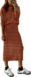 PRETTYGARDEN 2 Piece Skirts Sets For Women Fall Fashion 2025 Striped Sweater Dress Knit Lounge Travel Outfits Winter Clothing