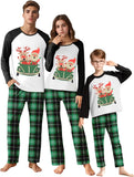 IFFEI Matching Family Pajamas Sets Christmas PJ's Letter Print Top and Plaid Bottom Sleepwear Jammies with Pockets