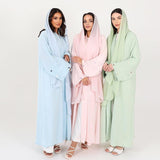 Abayas for Women Muslim Islamic Dubai Cardigan Open Front Chiffon Dress Long Sleeve Maxi Abaya Long Kaftan Robe(No Scarf)