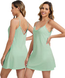 WiWi Cotton Lingerie for Women Sexy Full Slip Nightgown Lace Babydoll Chemise Mini Sleeveless Camisole Dress S-XXL