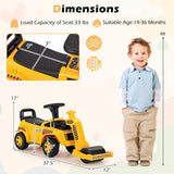 HONEY JOY Ride On Road Roller, Ride On Push Car for Toddlers, Adjustable Arm, Sound, Under-Seat Storage, Outdoor Ride on Construction Vehicle for Kids, No Power Ride On Toy for Boys Girls, Yellow