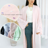 Abayas for Women Muslim Islamic Dubai Cardigan Open Front Chiffon Dress Long Sleeve Maxi Abaya Long Kaftan Robe(No Scarf)