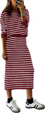 PRETTYGARDEN 2 Piece Skirts Sets For Women Fall Fashion 2025 Striped Sweater Dress Knit Lounge Travel Outfits Winter Clothing