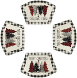 Artoid Mode Waterclor Buffalo Plaid Christmas Trees Placemats Set of 4, 12x18 Inch Winter Table Mats for Outdoor Home Party Kitchen Dining Decor