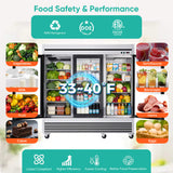 72 Cu.Ft Triple-Door Stainless Steel Commercial Reach-In Display Refrigerator (SAK26394)