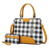 MKF Collection Gabriella Checkers Tote Handbag with Wallet by Mia K. (Color Mustard)