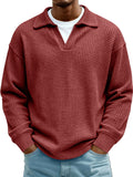 Waffle-Paneled Polo Shirt Mens Lapel Knitwear