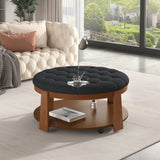 Modern Large Round Ottoman and Coffee Table 2-Tier