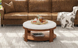 Modern Large Round Ottoman Coffee Table 2-Tier