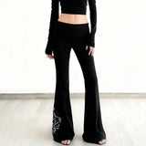 Vintage-style Personalized Printed Black Knit Pants