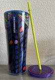 Starbucks Floral & Leaves Purple Plastic Tropical Cold Cup 24Oz