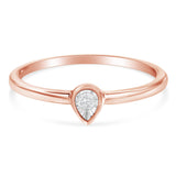 14K Rose Gold Plated .925 Sterling Silver 1/20 Carat Diamond Teardrop Pear-Shaped Miracle Set Petite Fashion Ring (J-K Color, I1-I2 Clarity) - Size 6