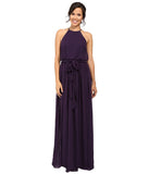 Anthropologie Donna Morgan Alana Purple Amethyst Halter Gown Size 8