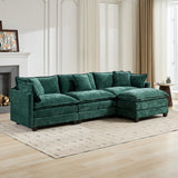Cloud 3 Seats Sofa (Ottoman is not included) Chenille Fabric in Green