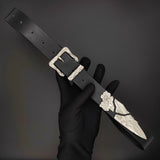 Retro Metal Western Broken Sword Swordsman Carved Belt