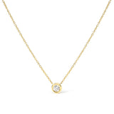 2 Micron 14K Rose Gold Plated Sterling Silver Bezel-Set Diamond Solitaire Pendant Necklace (1/3 cttw, H-I Color, I1-I2 Clarity)