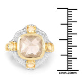 14K Yellow Gold Plated 4.07 Carat Genuine Golden Rutile and Citrine .925 Sterling Silver Ring