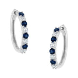 10K White Gold, Â½ Cttw Diamond, & Â½ Cttw Lab-Grown Blue Sapphire Leverback Hoop Earrings (H-I Color, I1-I2 Clarity)