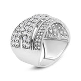 .925 Sterling Silver 2.00 Cttw Round-Cut Diamond Overlapping Bypass Band Ring (I-J Color, I2-I3 Clarity) - Ring Size 7