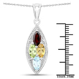 2.35 Carat Genuine Multi Stones .925 Sterling Silver Pendant