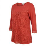 NY Collection Women's Lace-Front Top, Size Medium
