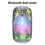 Wireless Bluetooth Mouse Dual-mode Luminous Charging Game Office 5-key Metal Roller