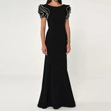 Round Neck Petal Sleeve Fishtail Skirt Dress