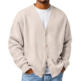 Mens Casual Loose-fit Long-sleeve Knitted Cardigan