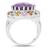 10.16 Carat Genuine Multi Stone .925 Sterling Silver Ring