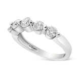 14K White Gold 1.00 Cttw Brilliant Round Cut Diamond 5-Stone Band Ring (H-I Color, SI2-I1 Clarity) - Ring Size 7