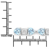 11.10 Carat Genuine Blue Topaz and White Diamond .925 Sterling Silver Bracelet