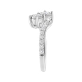 10K White Gold Two-Stone Miracle-Set Diamond Bypass Ring (1 Cttw, H-I Color, I1-I2 Clarity) - Size 6