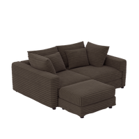 102.4 'Plush Corduroy 4-Seat Sofa,Modern Comfy Upholstered Sofa Cloud Couch,Deep Seat Couches with Soft Pillows and Movable Ottoman,Convertible Sofa Lounge Chair,for Living Room,Apartment,Office,Camel