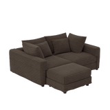 102.4 'Plush Corduroy 4-Seat Sofa,Modern Comfy Upholstered Sofa Cloud Couch,Deep Seat Couches with Soft Pillows and Movable Ottoman,Convertible Sofa Lounge Chair,for Living Room,Apartment,Office,Camel
