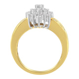 10K Yellow Gold 1.0 Cttw Marquise Composite Diamond Cluster Cocktail Ring (H-I Color, SI2-I1 Clarity) - Size 7