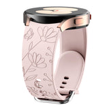 Daisy Floral Engraved No Gap Watch Band Compatible with Samsung Galaxy Watch 6 44mm 40mm/Galaxy Watch 5 Pro 45mm/Galaxy Watch 5 44mm 40mm/Galaxy Watch 4 44mm 40mm Silicone Sport Watch Strap for Samsung Galaxy Watch (pink)