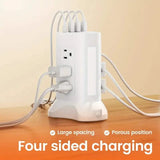 14-in-1 Power Strip Tower with 4 USB Ports & 9 AC Outlets, 10ft Extension Cable, Adjustable 3-Color Night Light